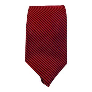 Lauren Ralph Lauren Silk Tie Mens Red Navy Blue Striped Classic Business Necktie